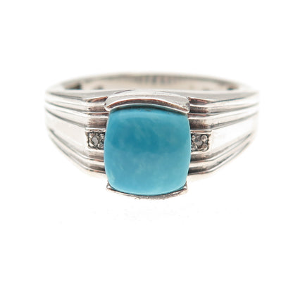 Chuck Clemency 925 Sterling Silver Real Diamond & Turquoise Ring Size 10.25