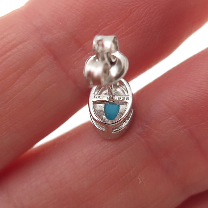 925 Sterling Silver Real Sleeping Beauty Turquoise Stud Earrings