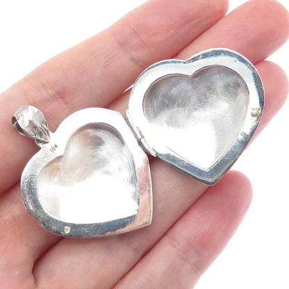 925 Sterling Silver Vintage Engraved Heart Locket Pendant