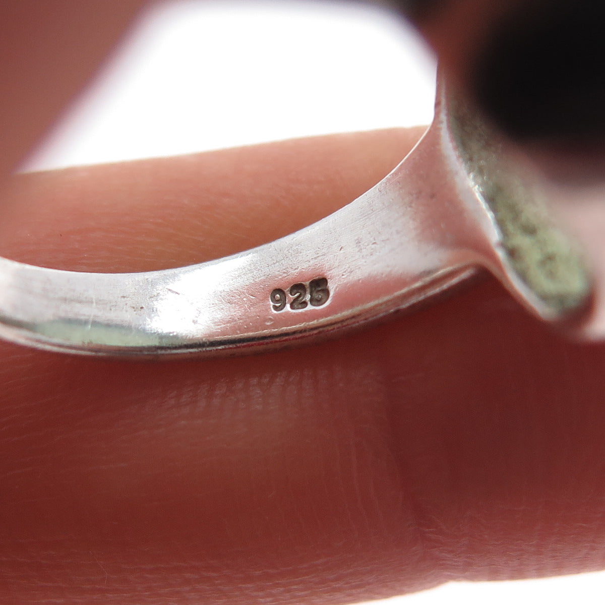 925 Sterling Silver Vintage Real Cushion-Cut Chalcedony Ring Size 6.5