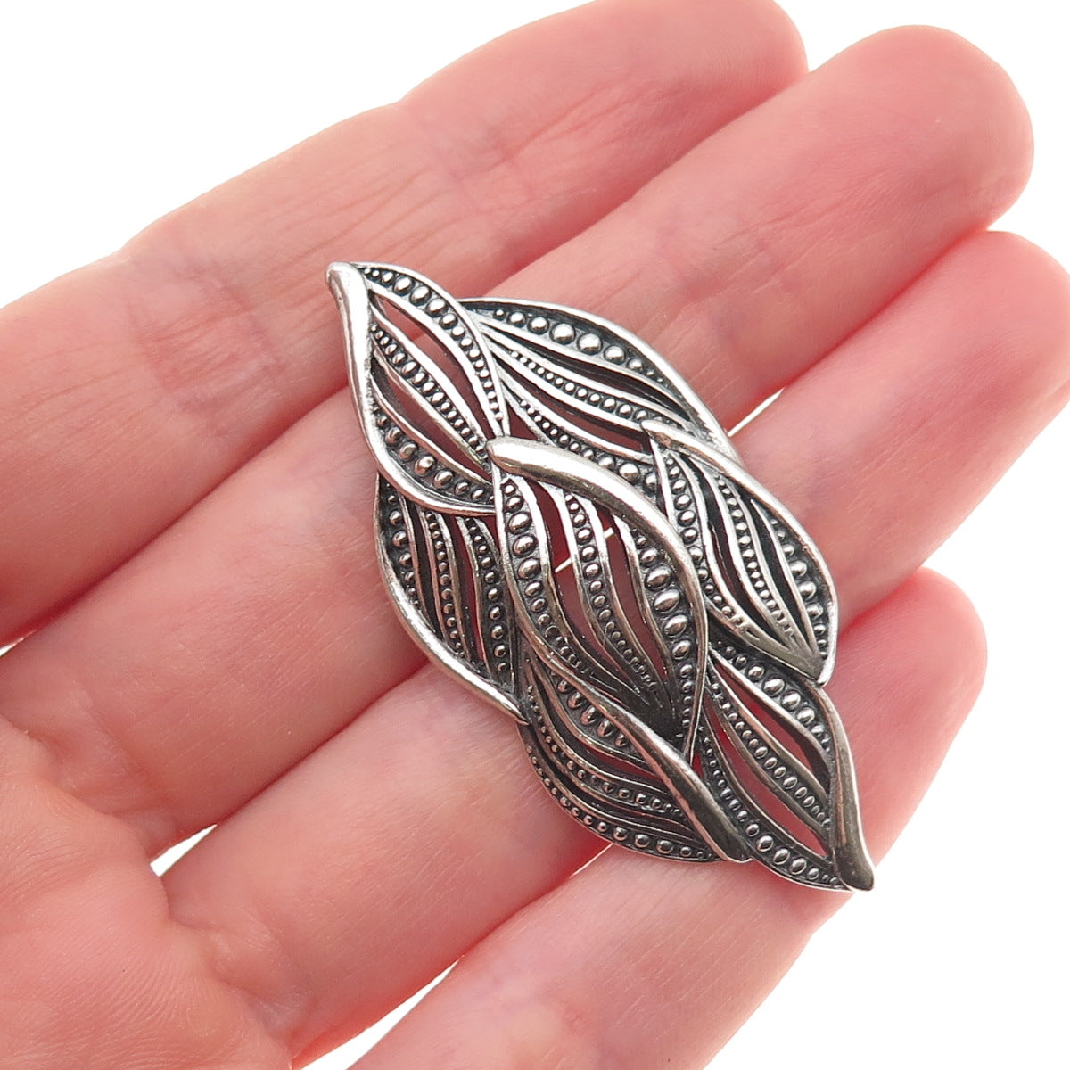 Or Paz PZ 925 Sterling Silver Vintage Israel Modernist Floral Slide Pendant