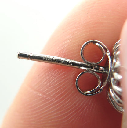 HAN 925 Sterling Silver Round-Cut White C Z Stud Earrings