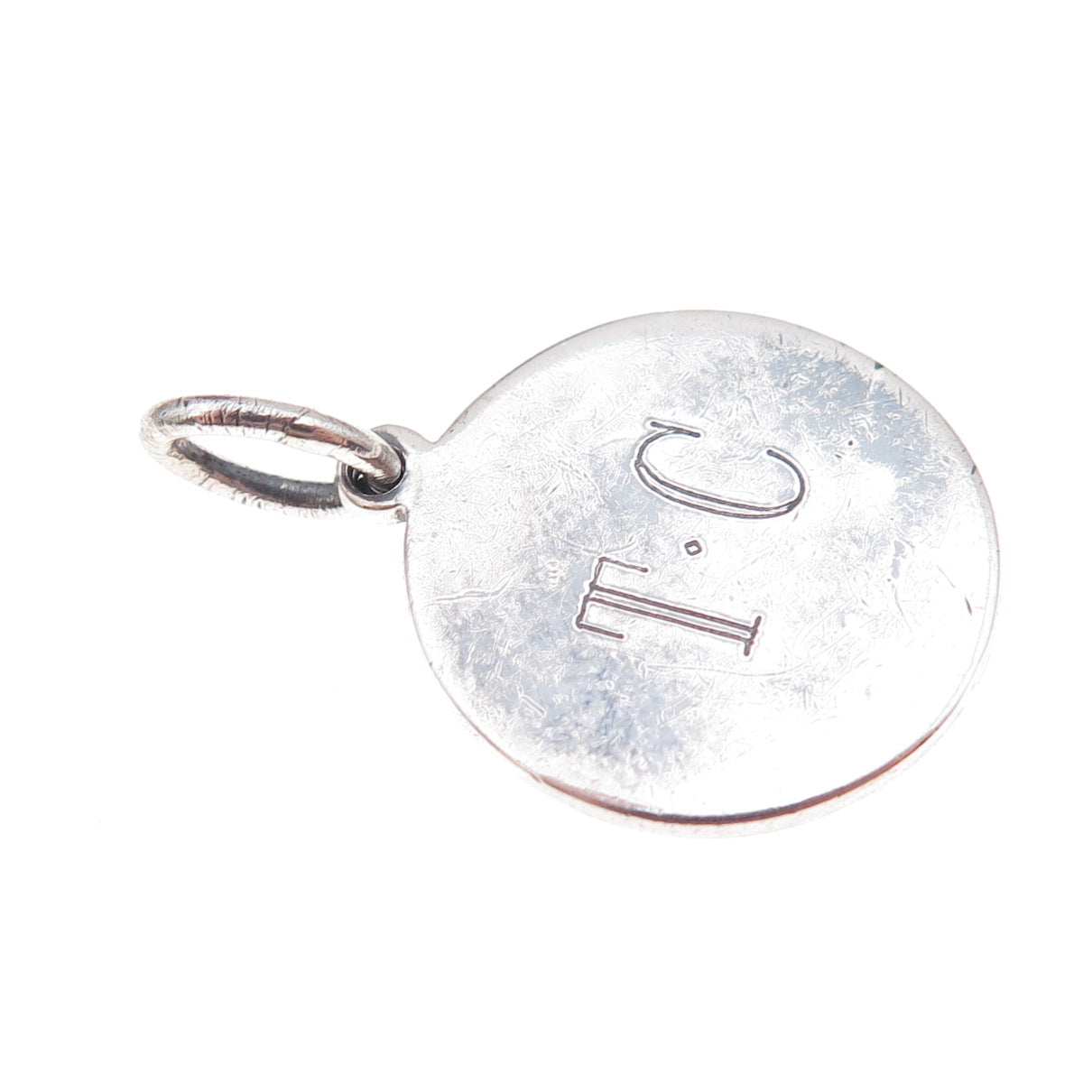 Tiffany & Co. 925 Sterling Silver Vintage Engraved Round Tag Charm Pendant