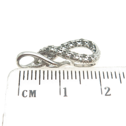 925 Sterling Silver Real Round-Cut Diamond Twisted Infinity Pendant