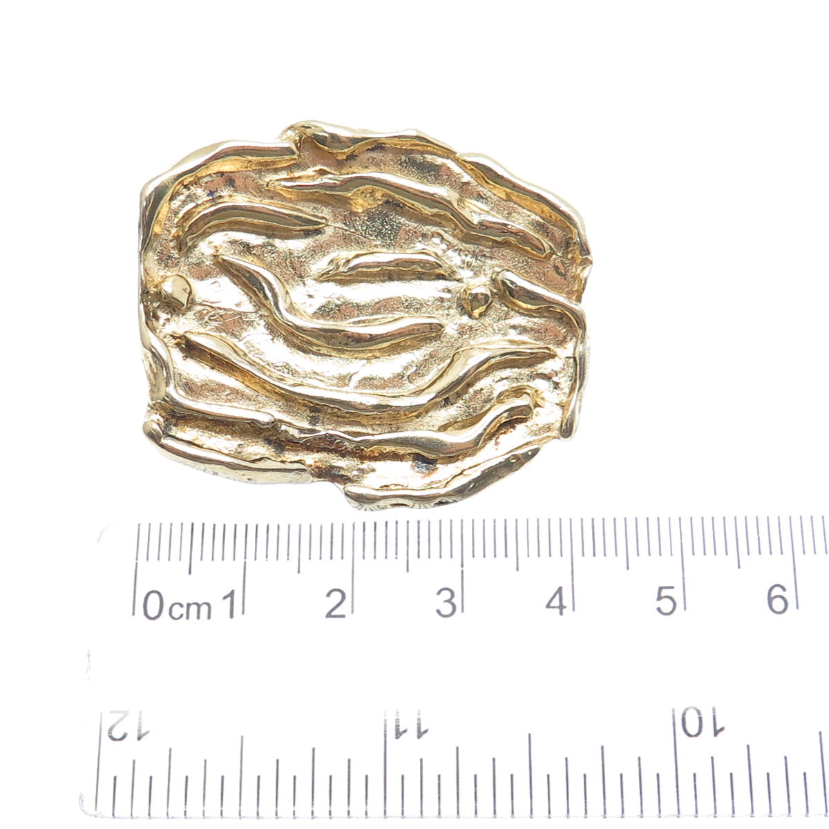 925 Sterling Silver Gold Plated Vintage Israel Modernist Pin Brooch / Pendant