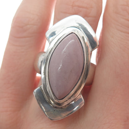 925 Sterling Silver Vintage Real Lepidolite Modernist Arrow Ring Size 8.75