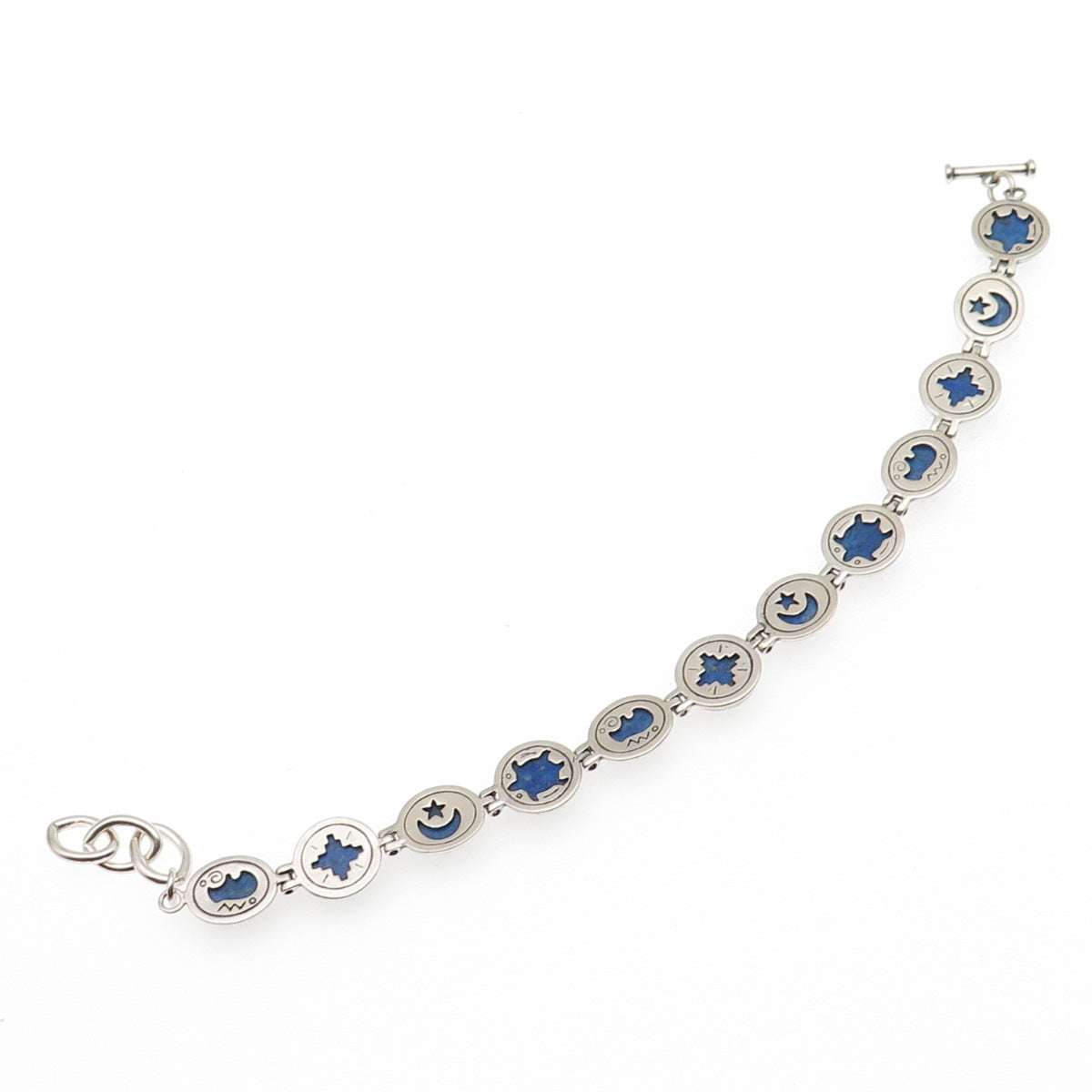 CAROLYN POLLACK 925 Sterling Silver Vintage Real Lapis Bracelet 8"