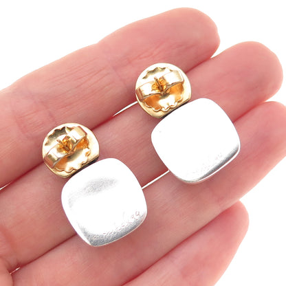 Vaubel 925 Sterling Silver 2-Tone Vintage 1999 Modernist Dangle Earrings