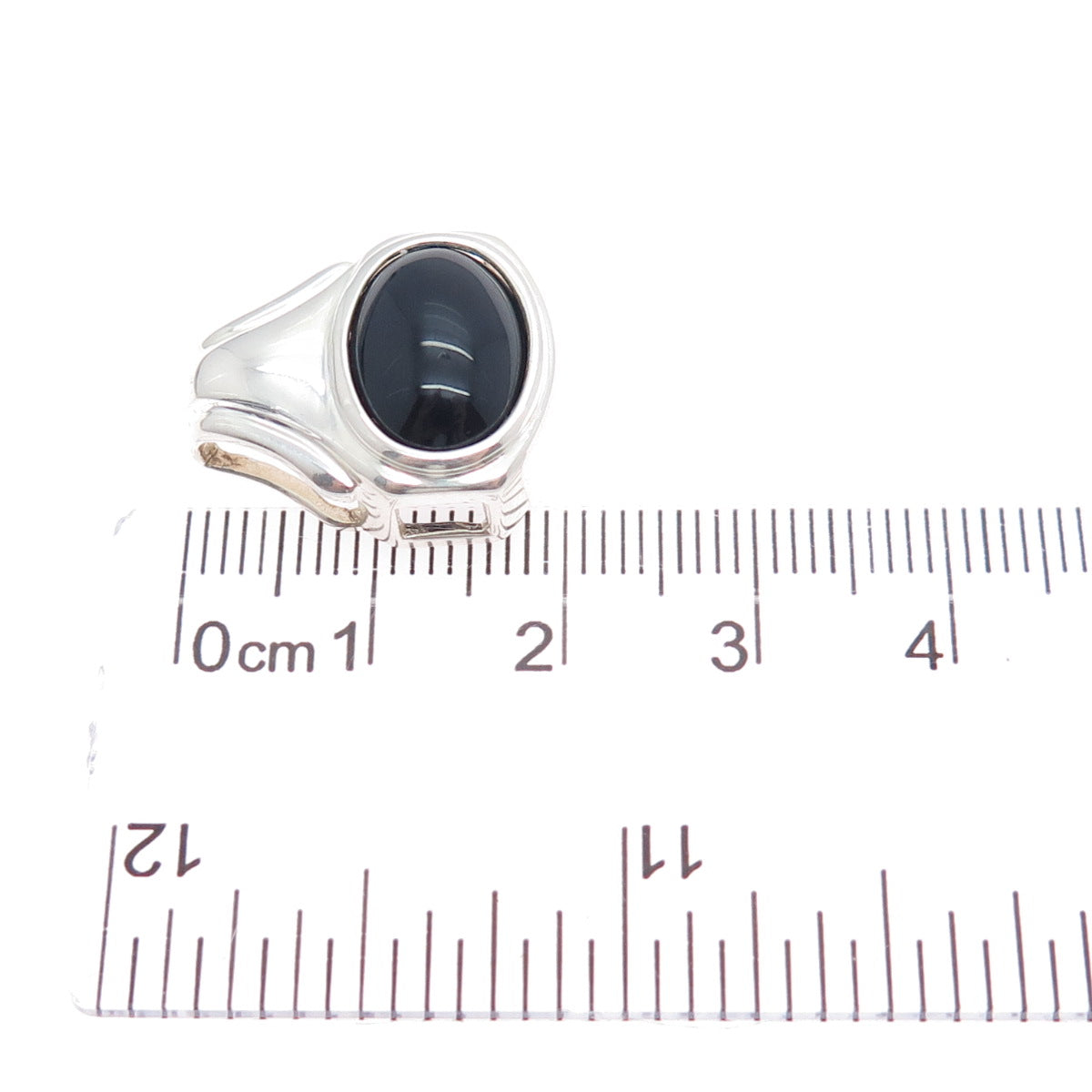 CELLINI 925 Sterling Silver Vintage Real Black Onyx Mini Slide Charm Pendant
