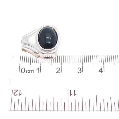 CELLINI 925 Sterling Silver Vintage Real Black Onyx Mini Slide Charm Pendant