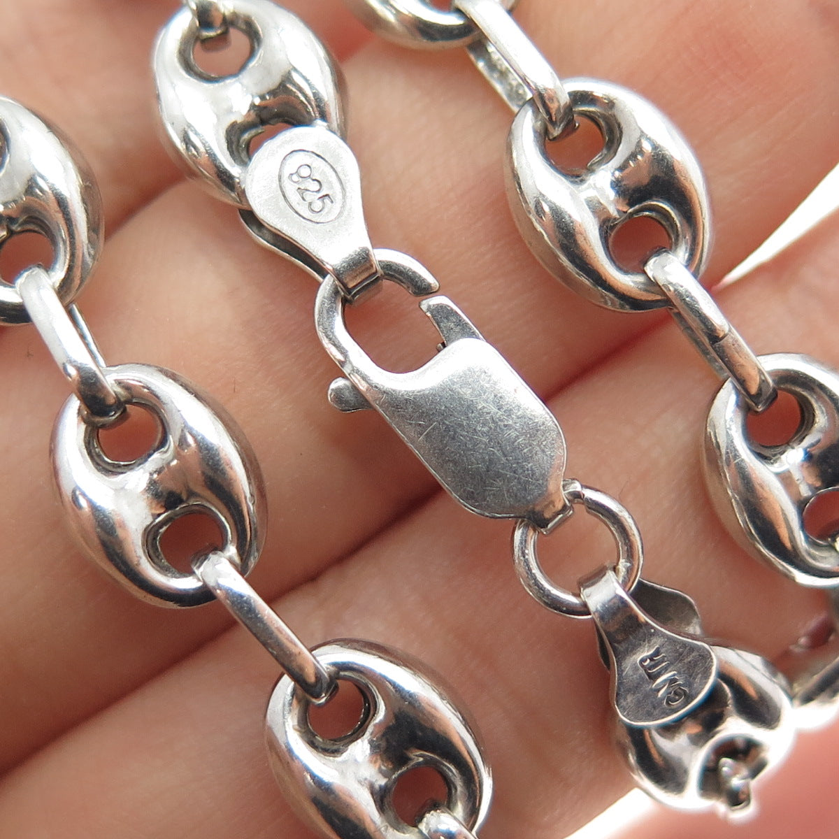 925 Sterling Silver Vintage Anchor Mariner Chain Necklace 16"