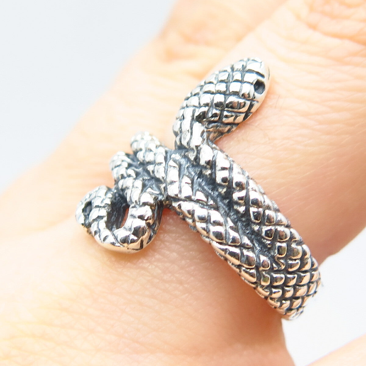 950 Silver Vintage Snake Ring Size 8.5