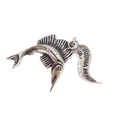 Pacific Jewelry 925 Sterling Silver Vintage Swordfish Oxidized Charm Pendant