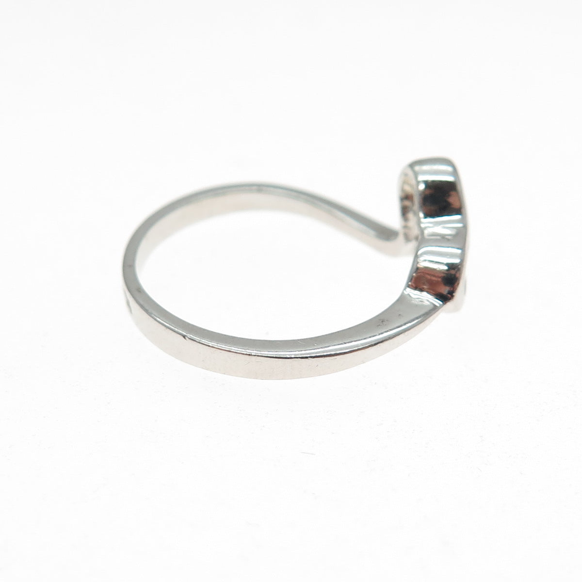 925 Sterling Silver Round-Cut C Z Modernist Heart Ring Size 8