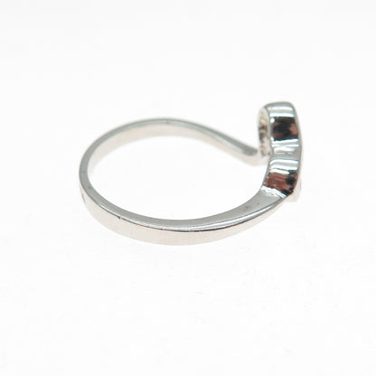 925 Sterling Silver Round-Cut C Z Modernist Heart Ring Size 8