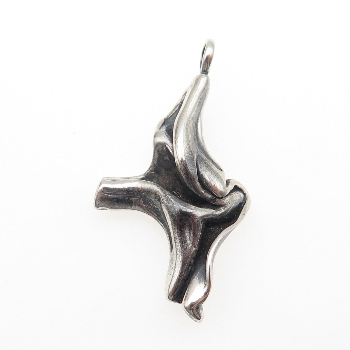 925 Sterling Silver Vintage Modernist Oxidized Charm Pendant