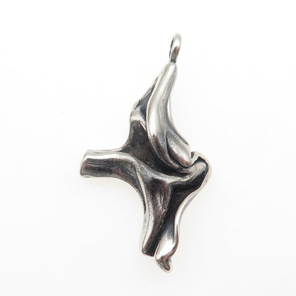 925 Sterling Silver Vintage Modernist Oxidized Charm Pendant