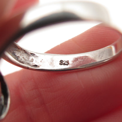 925 Sterling Silver Vintage Modernist Zig Zag Oxidized Ring Size 7.75