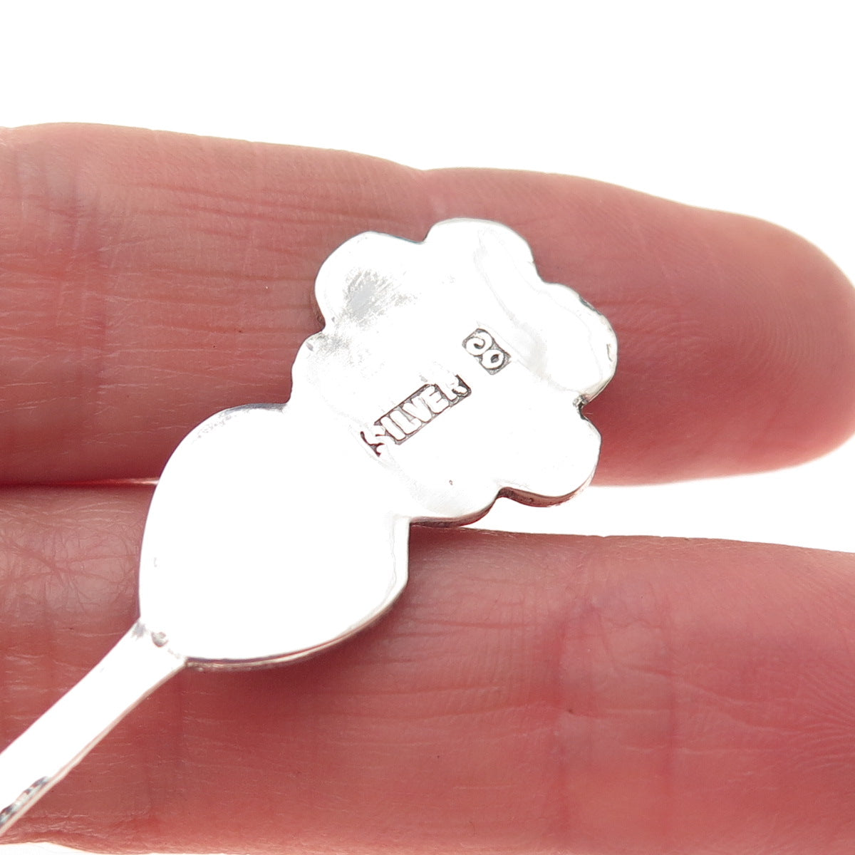 925 Sterling Silver Antique Chinese Fortune & Longevity Bamboo Coffee Spoon
