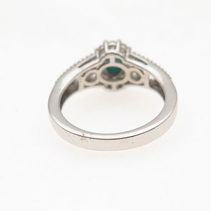 Chuck Clemency 925 Sterling Silver Real Turquoise & White Topaz Ring Size 5