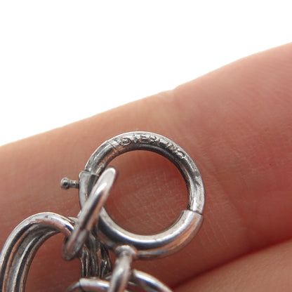 925 Sterling Silver Antique Art Deco Double Curb Link Bracelet 6.75"