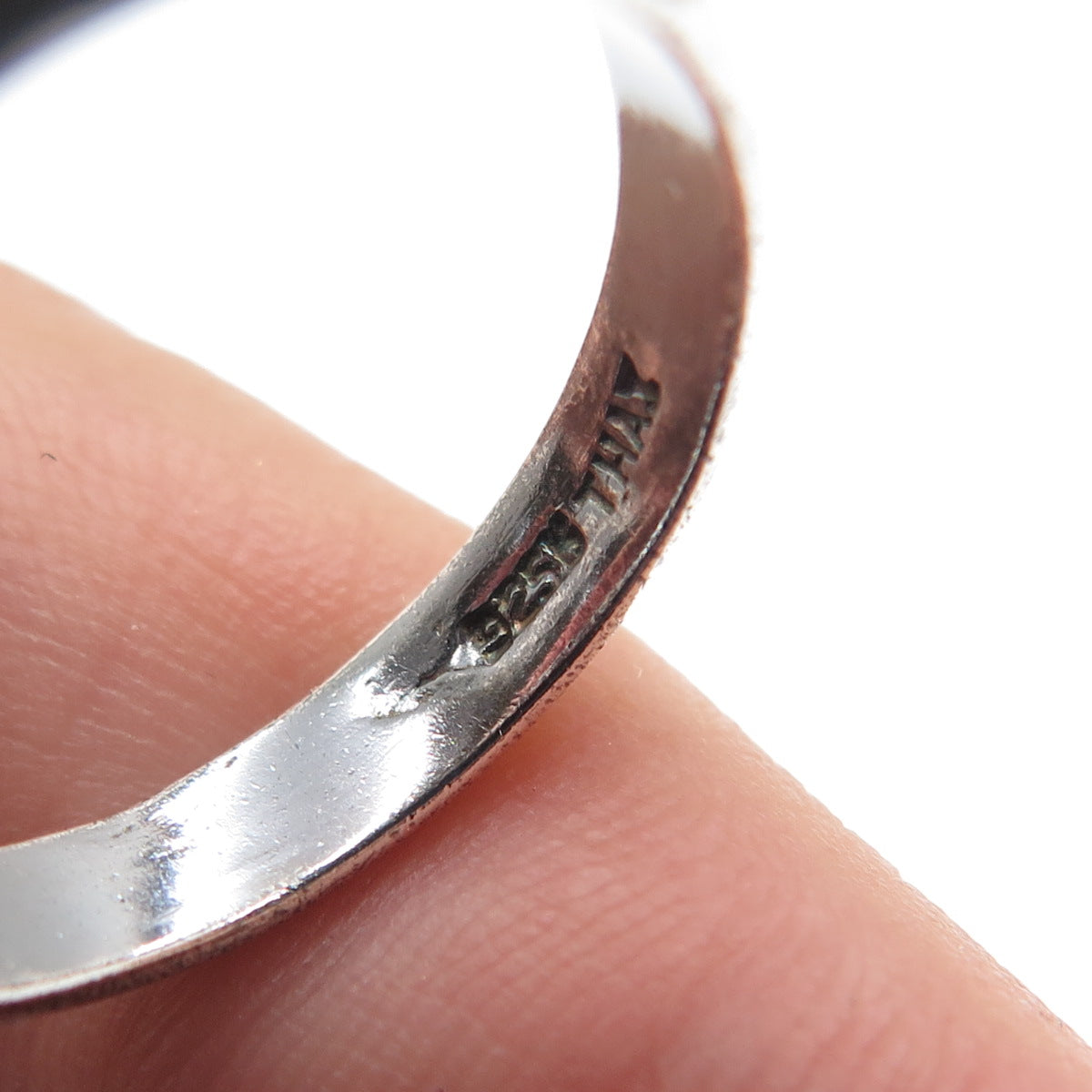 KEN CRAFTS 925 Sterling Silver Vintage Faith Oxidized Band Ring Size 7.75