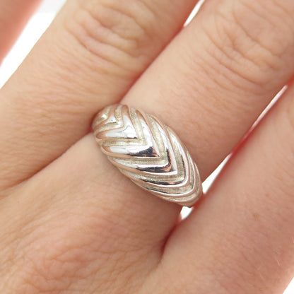 925 Sterling Silver Vintage Modernist Arrow Dome Ring Size 6