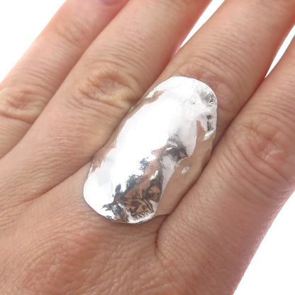 925 Sterling Silver Vintage Israel Modernist Hammered Ring Size 8.25
