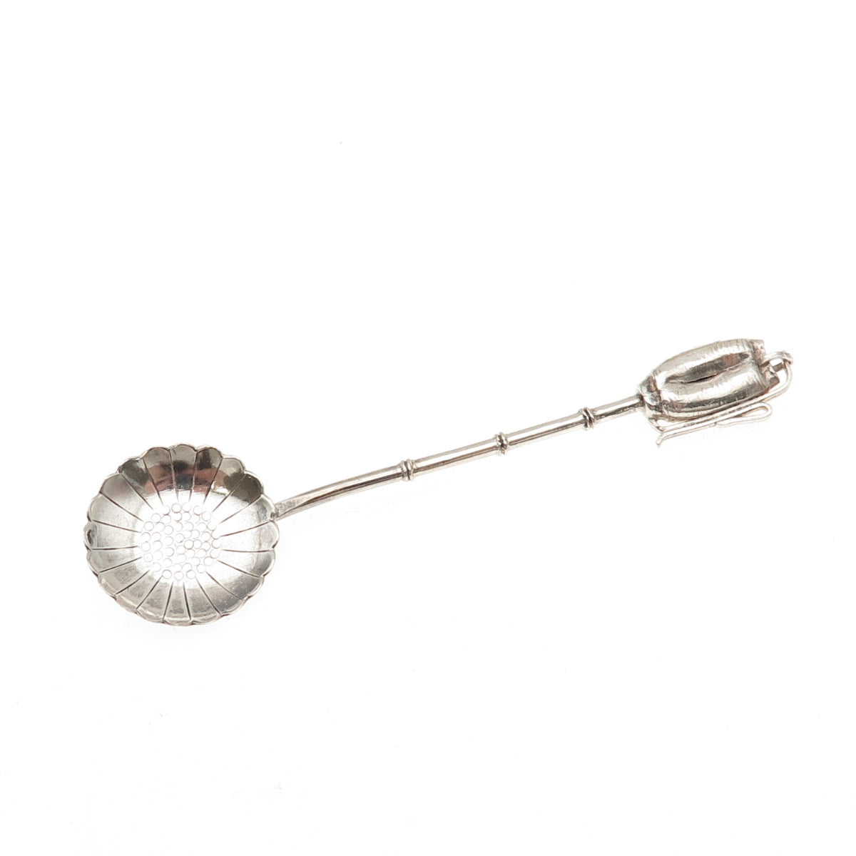 950 Silver Antique Japan Bamboo Salt & Spices Spoon