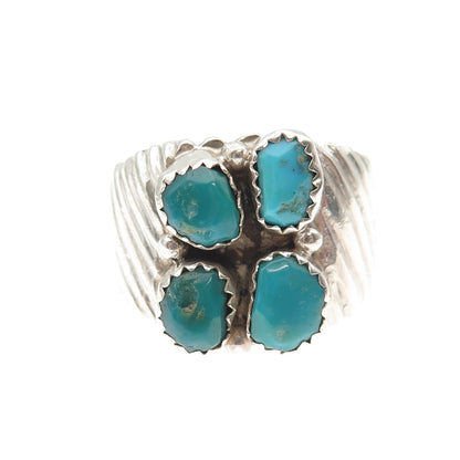 Old Pawn Sterling Silver Vintage Southwestern Bisbee Turquoise Ring Size 10.25
