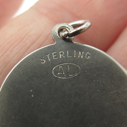 925 Sterling Silver Vintage "Water Skiing" Round Pendant