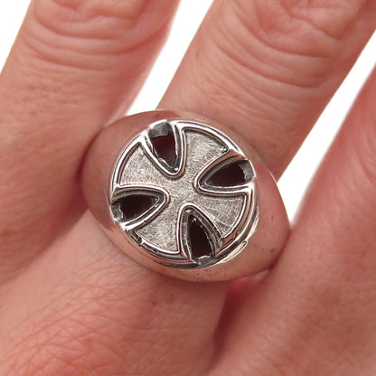 925 Sterling Silver Vintage Matese Cross Oxidized Signet Ring Size 13