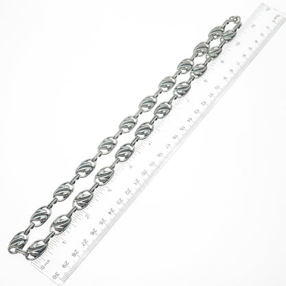 DANECRAFT 925 Sterling Silver Antique Art Deco Floral Leaf Chain Necklace 22"