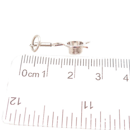 925 Sterling Silver Antique Art Deco Tea Strainer Oxidized 3D Charm Pendant