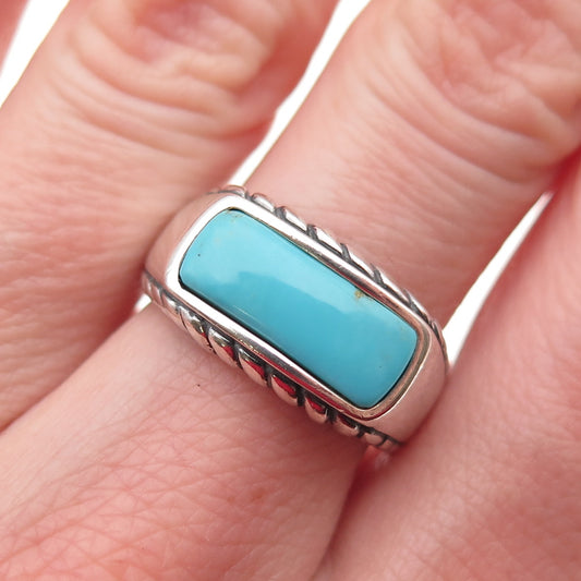 Carolyn Pollack 925 Sterling Silver Vintage Real Turquoise Ring Size 7.25