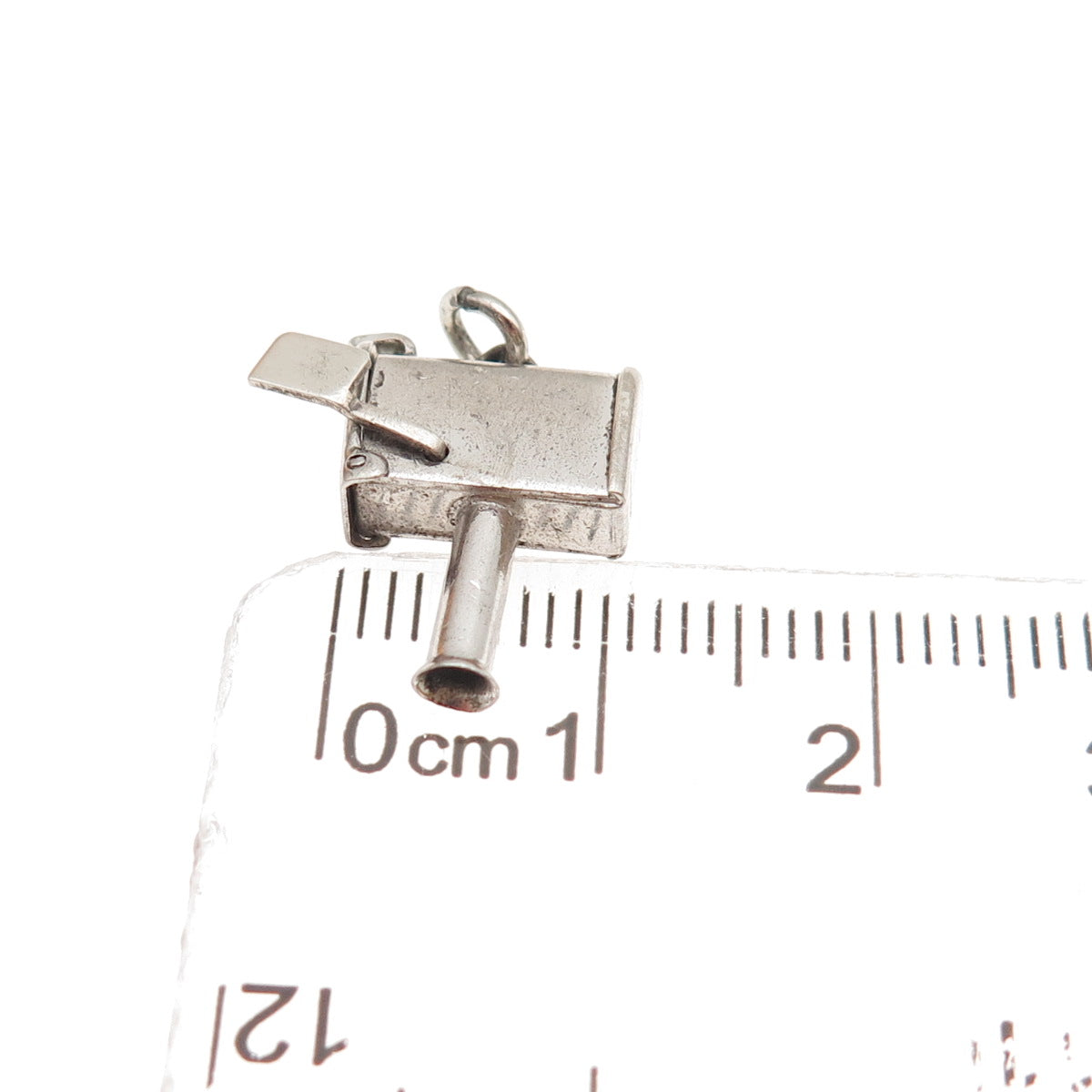 925 Sterling Silver Antique Art Deco Mailbox 3D Mini Open Charm Pendant