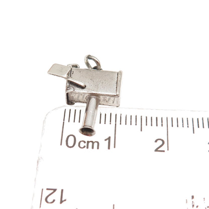 925 Sterling Silver Antique Art Deco Mailbox 3D Mini Open Charm Pendant