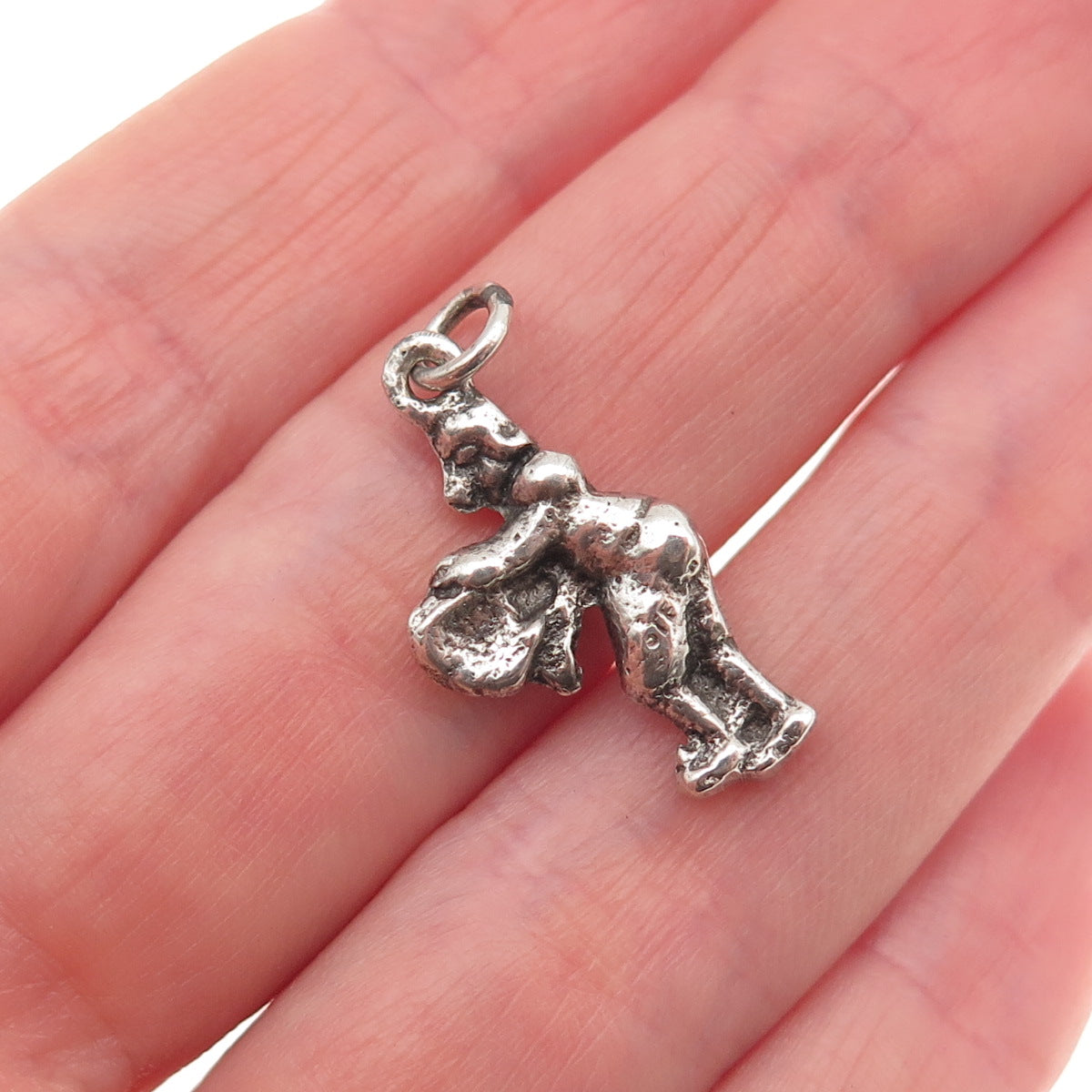 925 Sterling Antique Art Deco Matador Bull Fighter Oxidized Mini Charm Pendant