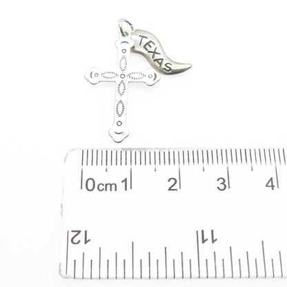 WHEELER MFG CO. Old Pawn 925 Sterling Silver Vintage Texas Cross Charm Pendant