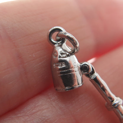 WELLS 925 Sterling Silver Vintage Salon Hairdryer Movable Minimalist 3D Pendant