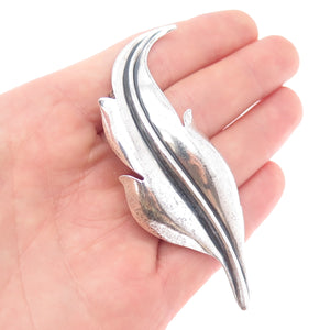 DANECRAFT 925 Sterling Silver Vintage Modernist Feather Oxidized Pin Brooch