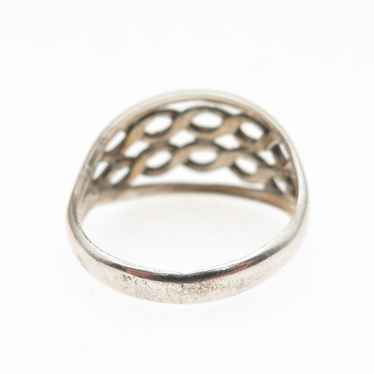 925 Sterling Silver Vintage Woven Oxidized Ring Size 6