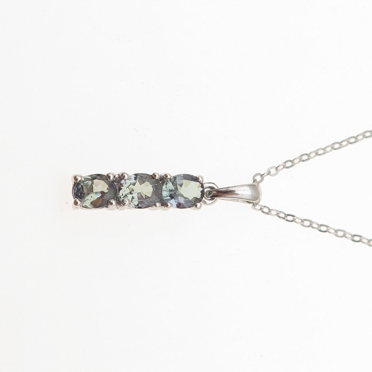 Chuck Clemency 925 Sterling Silver Real Tanzanite Cable Chain Necklace 20"