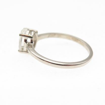 Dazzlers 925 Sterling Silver Real Oval-Cut White Topaz Engagement Ring Size 6.75