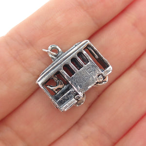 925 Sterling Silver Vintage San Francisco Cable Car Mini 3D Charm Pendant