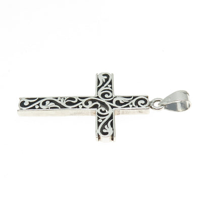 925 Sterling Silver Vintage Ornate Floral Cross Pendant