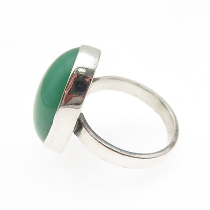 925 Sterling Silver Vintage Real Cabochon Chrysoprase Ring Size 8