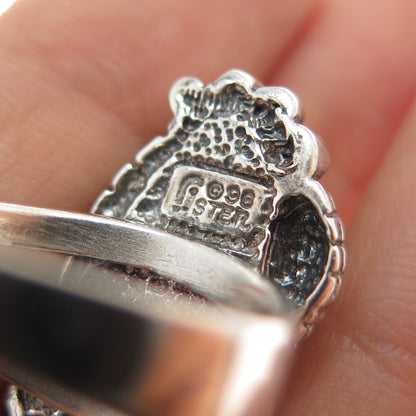 CAROL FELLEY 925 Sterling Silver Vintage 1996 Real Turquoise Feather Ring Size 7