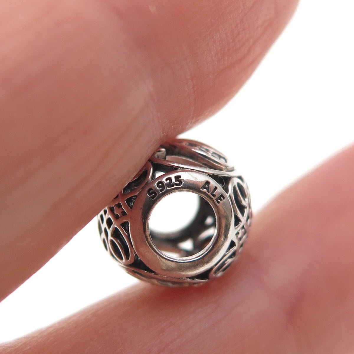 Pandora 925 Sterling Silver C Z Letter U Initial Slide Bead Charm