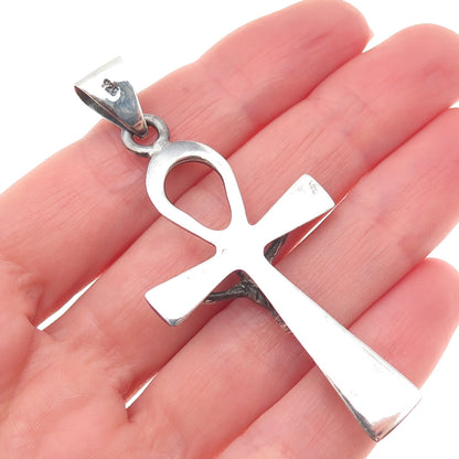 925 Sterling Silver Vintage Egyptian Ankh Crucifix Cross Charm Pendant